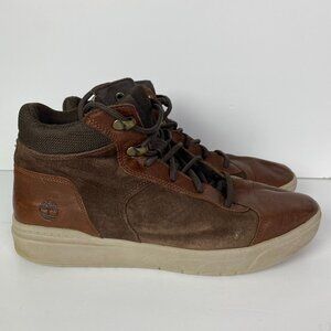 Timberland Seneca Bay Sneaker Boots Men's 10 Brown Leather Mid Top Sneakers